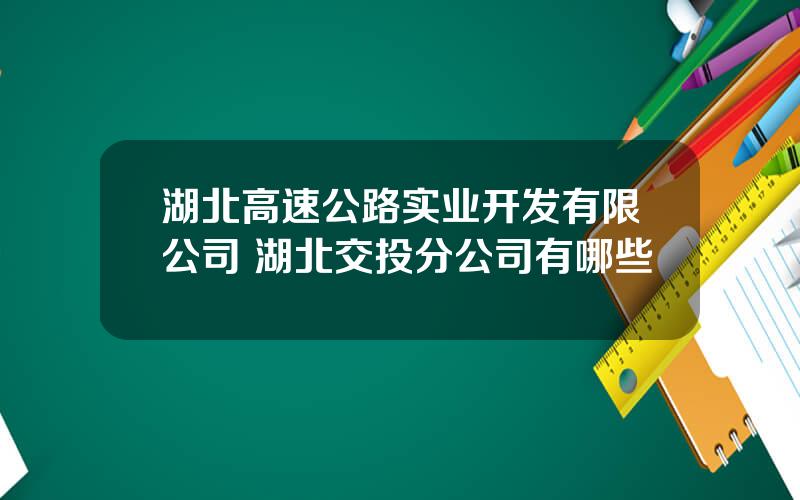 湖北高速公路实业开发有限公司 湖北交投分公司有哪些